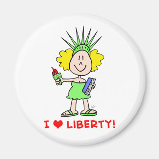 I heart love liberty libbie statue 2 inch round magnet