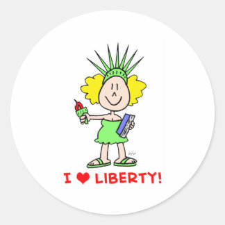 I heart love liberty libbie statue classic round sticker