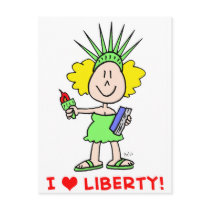 I heart love liberty libbie statue postcards