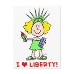 I heart love liberty libbie statue postcards