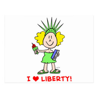I heart love liberty libbie statue postcard