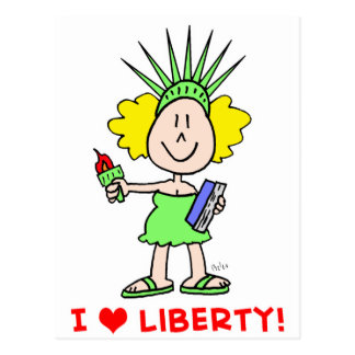 I heart love liberty libbie statue postcard