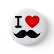 I heart / Love Moustaches / Mustaches Pinback Button