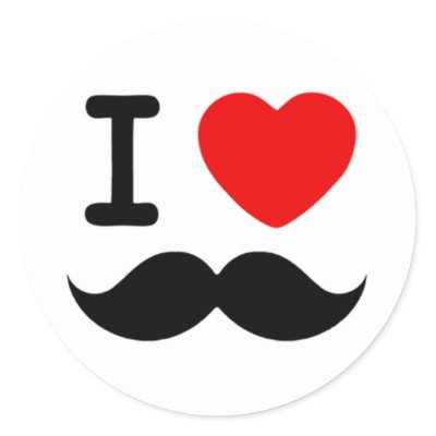 I heart / Love Moustaches / Mustaches Round Stickers