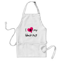 I [heart} Love my Black Pug Apron