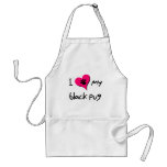 I [heart} Love my Black Pug Apron