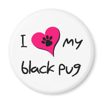 I [heart} Love my Black Pug magnets