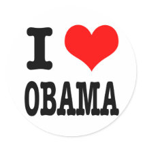 I HEART (LOVE) OBAMA ROUND STICKERS