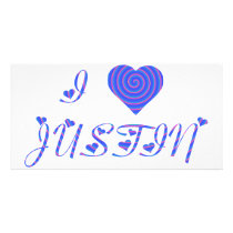 i heart/love [ personalizable ] 80's retro rainbow photo cards