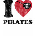 I Heart Love Pirates Shirt. Vintage Retro Graphic.