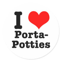 I HEART (LOVE) porta potties stickers