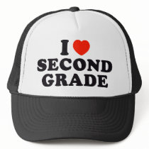 I Heart / Love Second Grade Mesh Hats