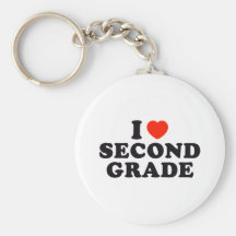 I Heart / Love Second Grade Key Chains