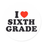 I Heart / Love Sixth Grade Sticker
