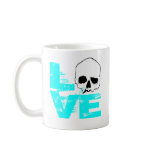 I heart love skull mugs