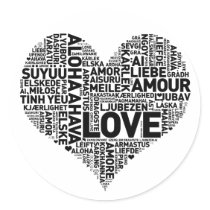 I HEART LOVE ROUND STICKERS