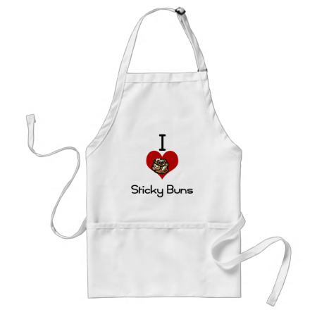 I heart-love sticky buns apron