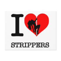 I Heart Love Strippers, Clowns, You postcards