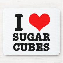 I HEART (LOVE) SUGAR CUBES MOUSE MATS
