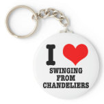 I HEART (LOVE) SWINGING FROM CHANDELIERS KEY CHAINS