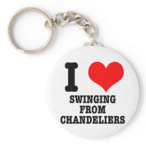 I HEART (LOVE) SWINGING FROM CHANDELIERS KEY CHAINS