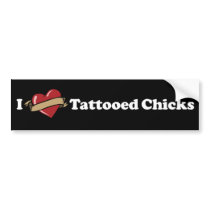 I Heart (Love) Tattooed Chicks Bumper Sticker bumper stickers