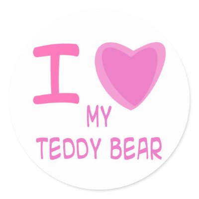 I Heart (Love) teddy bear Round Sticker by classicihearts