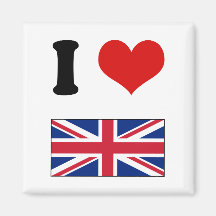 I Heart Love UK British Union Jack Flag Refrigerator Magnet