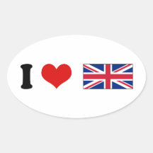 I Heart Love UK British Union Jack Flag Stickers