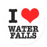 I HEART (LOVE) WATERFALLS ROUND STICKER