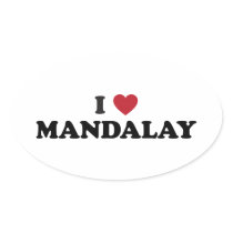 I Heart Mandalay Myanmar Oval Sticker