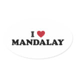 I Heart Mandalay Myanmar Oval Sticker