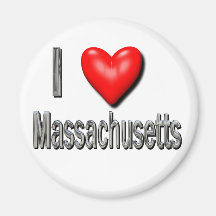 I Heart Massachusetts Fridge Magnet