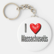 I Heart Massachusetts Keychain