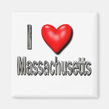 I Heart Massachusetts Refrigerator Magnets