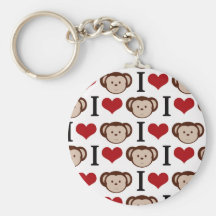 I heart monkeys on a white background. key chain