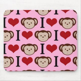 I Heart Monkeys Pink mousepad