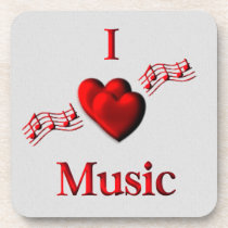 I Heart Music Square Coaster cork coasters