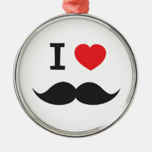 I Heart Mustache Christmas Ornament