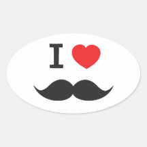 I Heart Mustache Oval Sticker