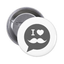 I heart mustache pinback button