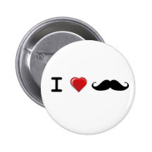 I Heart Mustaches Pinback Buttons