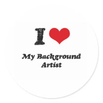 I heart My Background Artist Round Sticker