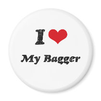 I heart My Bagger Fridge Magnet