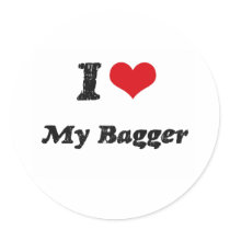 I heart My Bagger Round Sticker