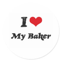 I heart My Baker Round Stickers