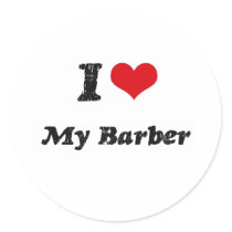 I heart My Barber Round Stickers