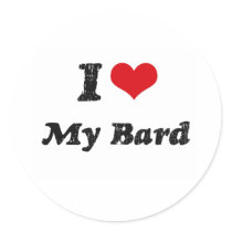 I heart My Bard Round Stickers
