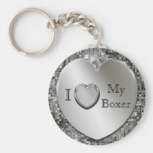 I Heart My Boxer Heart Keychain