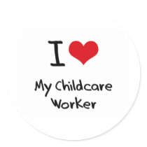I heart My Childcare Worker Round Stickers